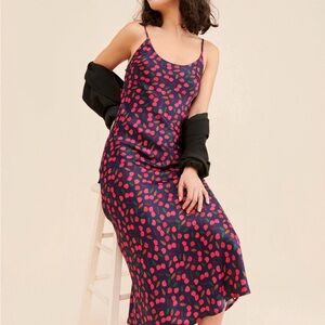 Navy Dress with Pink Polka Dots